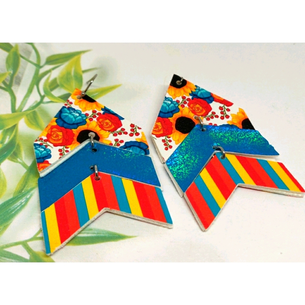 3/$20 Chevron floral flowers and stripes earrings